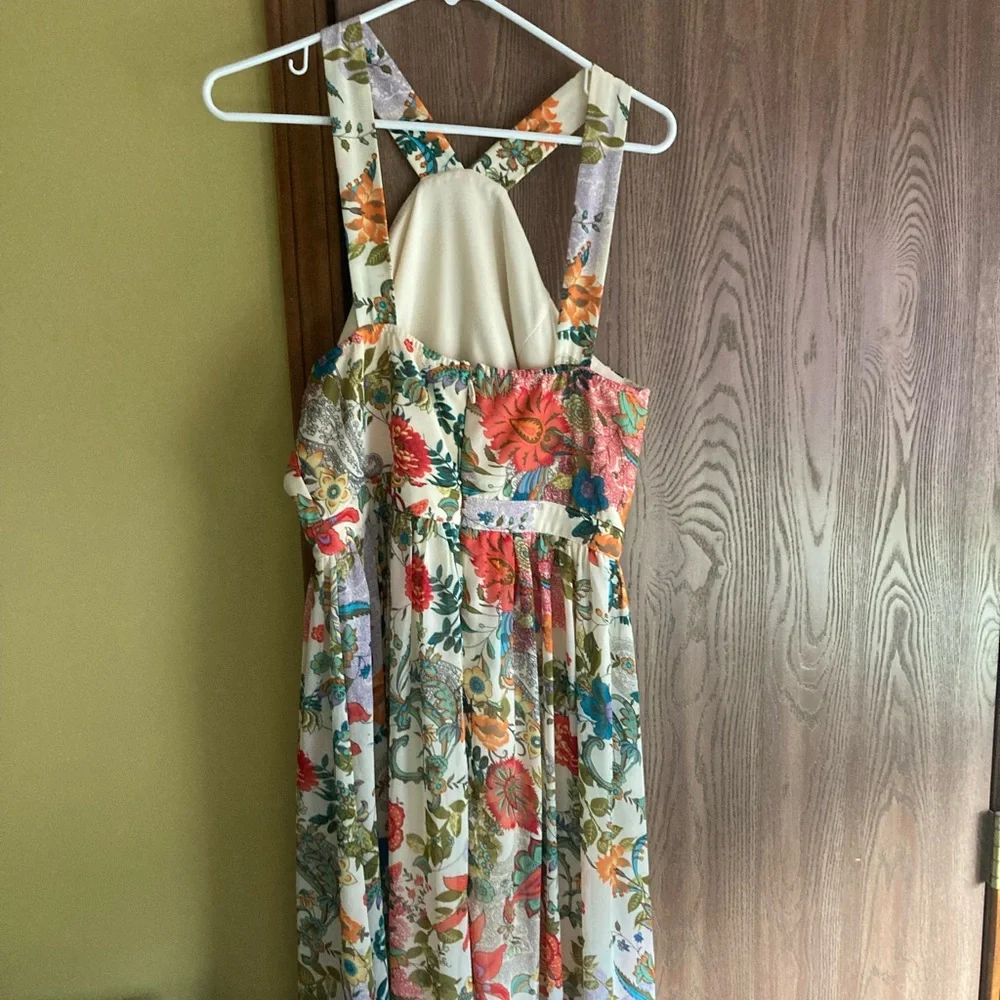 Lulu's Cream Floral Maxi Dress with Red, Orange & Green Accents - Picture 7 of 9